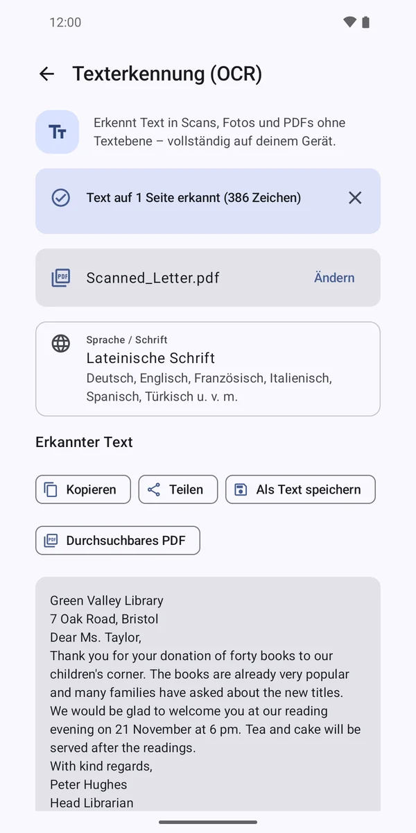 Texterkennung (OCR)